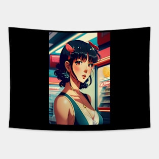 Cute Japanese girl anime,Vintage 90's anime style Tapestry