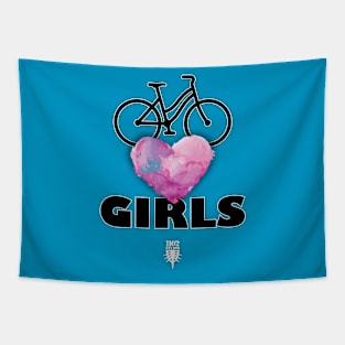 Bikes Love Girls Tapestry