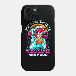 Funny Just A Girl Who Loves Video Games And Food Phone Case