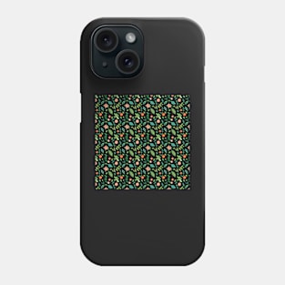 Black backdrop with flowers and leaves pattern Phone Case