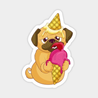 Pug Ice-cream Magnet