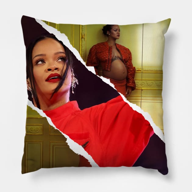 Collage art Rihanna colorfull Pillow by nurkaymazdesing