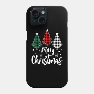 Merry Christmas Tree Xmas Buffalo Plaid Red White Green Phone Case