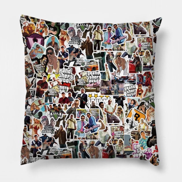 GTA Sticker bombing Pillow by Lolebomb