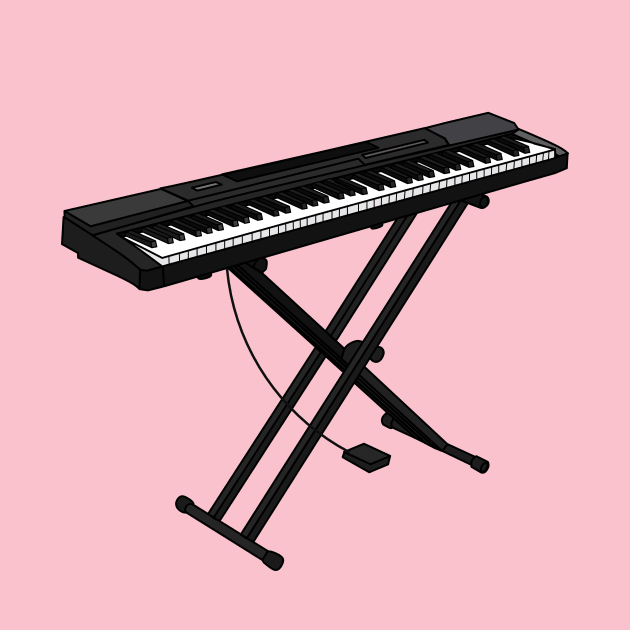 Keyboard piano cartoon illustration by Miss Cartoon