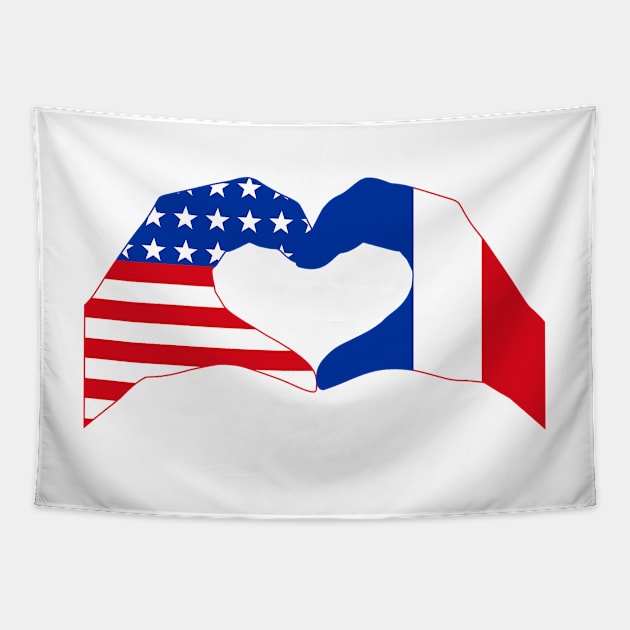 We Heart USA & France Patriot Flag Series Tapestry by Village Values