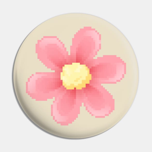 Pink Flower Pixel Art Pin by christinegames