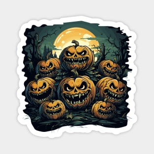 Evil pumpkins celebrate halloween Magnet