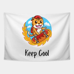 Keep Cool funny cat design Tapestry