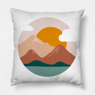 Mountain Minimalist Landscape Abstrac Art Pillow