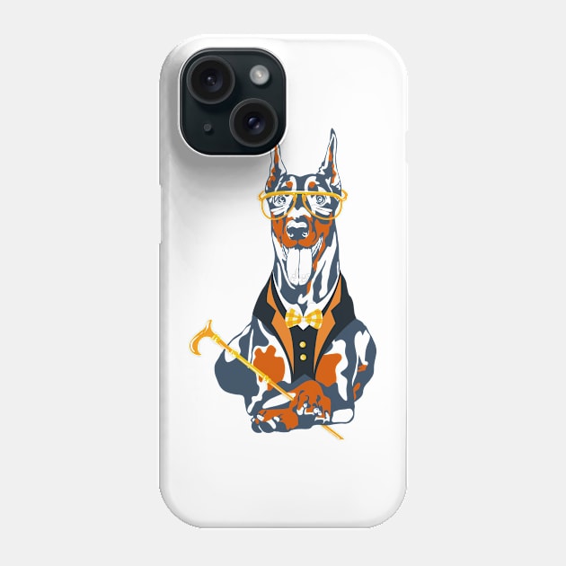 Hipster dog Doberman Pinscher Phone Case by kavalenkava