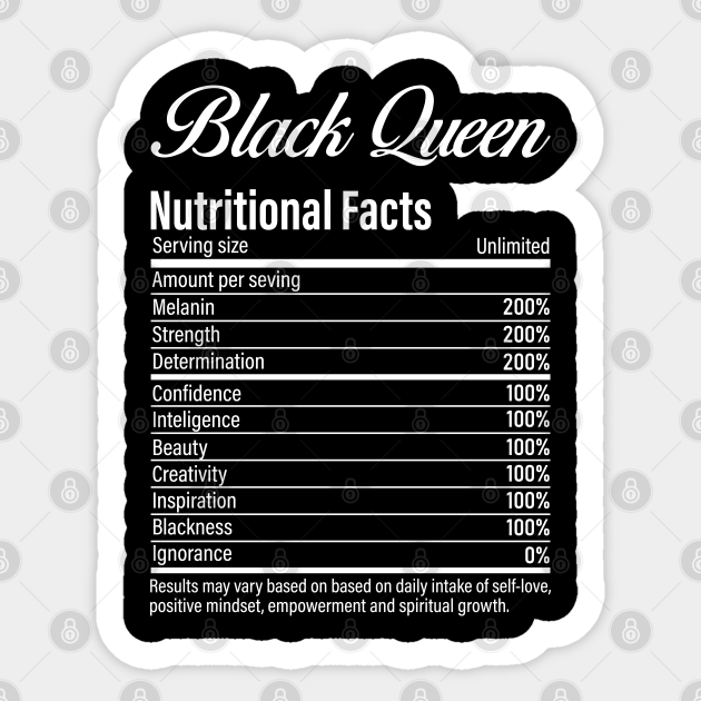 Black Queen Nutritional Facts Content Label Black History