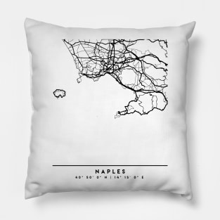 NAPLES ITALY BLACK CITY STREET MAP ART Pillow