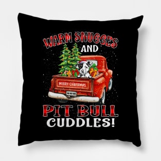 Warm Snuggles And Pit Bull Cuddles Truck Tree Christmas Gift Pillow