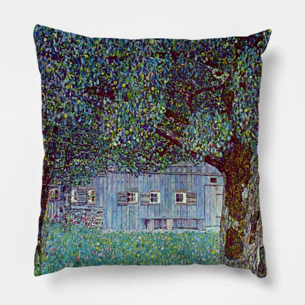 Farmhouse in Upper Austria by Gustav Klimt Pillow by MasterpieceCafe