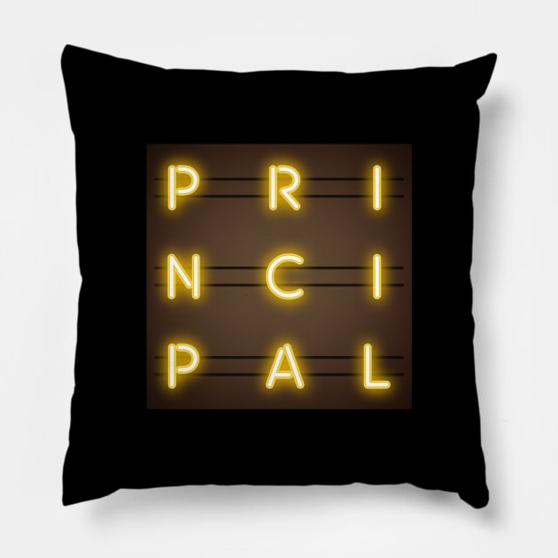 Principal Neon Sign Boxed Typography Pillow by Magic Moon