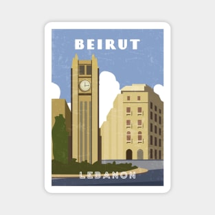 Beirut, Lebanon.Retro travel poster Magnet