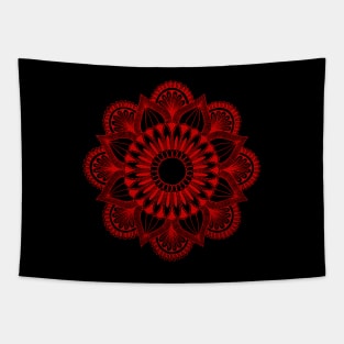 Flower Mandala (red on black) Tapestry