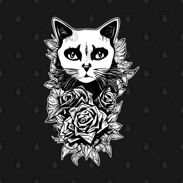 Flowers And Gothic Cat by TMBTM