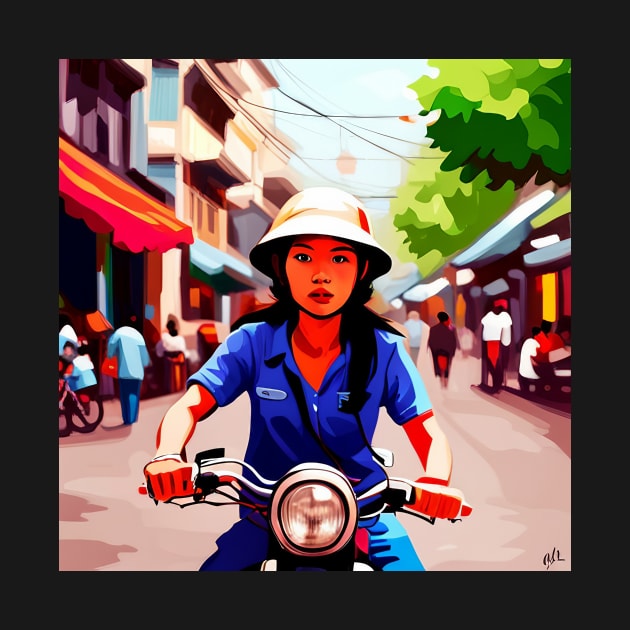 Vietnamese Girl on Motorbike by HanaTee