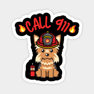 Firefighter Yorkshire Terrier Magnet