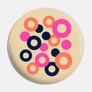 DROPS Polka Dots Rings Geometric Mid-Century Abstract in Retro Midnight Blue Orange Fuchsia Hot Pink - UnBlink Studio by Jackie Tahara Pin