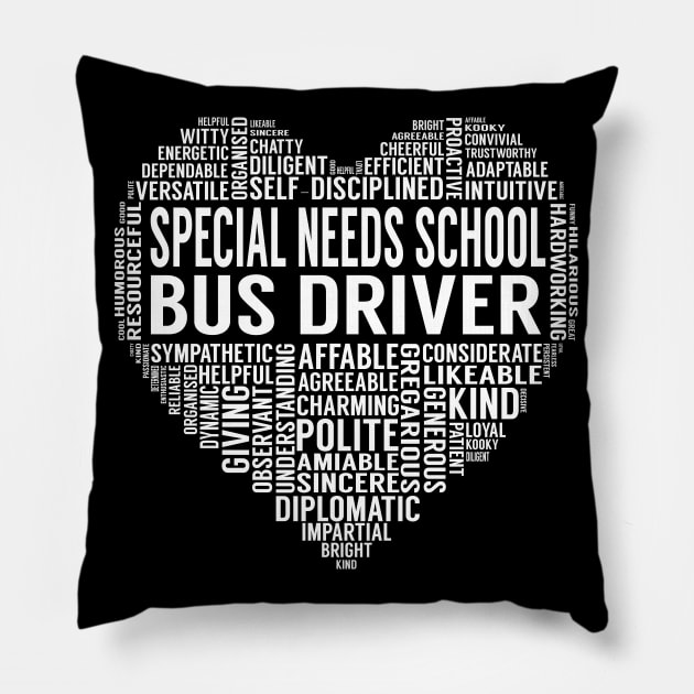 Special Needs School Bus Driver Heart Pillow by LotusTee