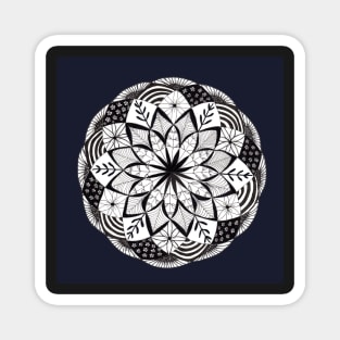 Floral Mandala with s dark indigo Background Magnet