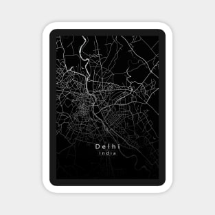 Delhi India City Map dark Magnet