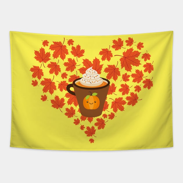 Fall Love Pumpkin Spice Season Tapestry by AngelFlame