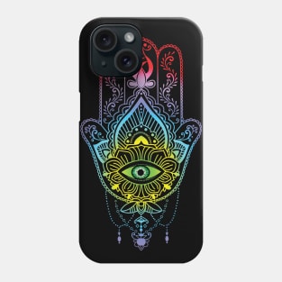 Colourful Green-eyed Hamsa Phone Case