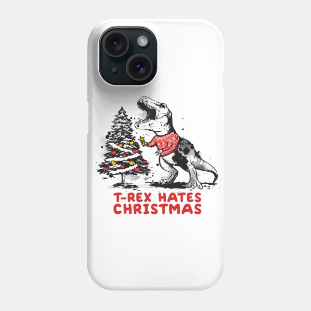 T-rex hates christmas Phone Case by NemiMakeit