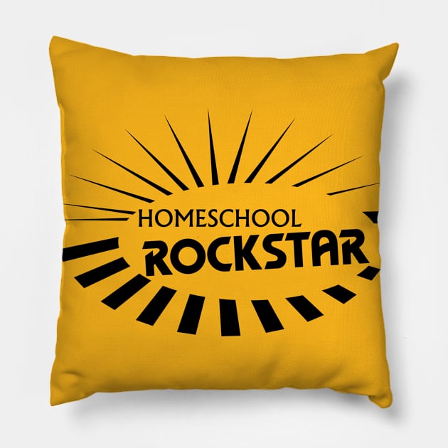 Homeschool Rockstar (Black) Pillow by MrPandaDesigns