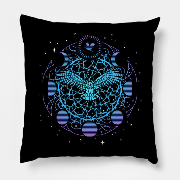 Moon Phases Flying Owl Pillow by Dragonbudgie