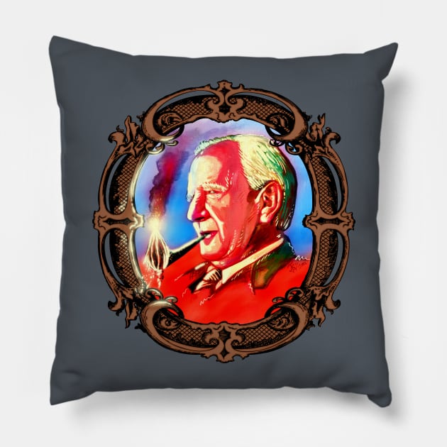 Tolkien With Mount Doom Pipe Pillow by jasonwright