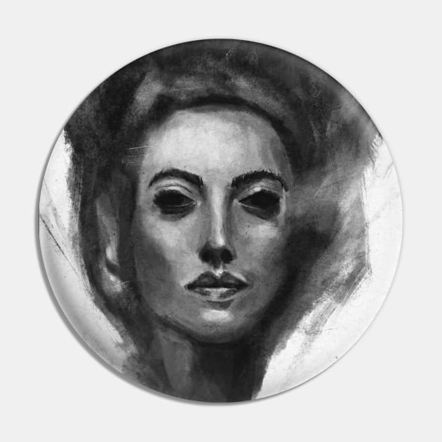 Charcoal Woman Face sketch Pin by carbogninalberto