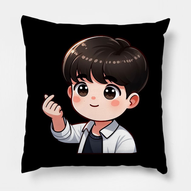 Cool Guy Korean Finger Hearts Kpop Pillow by Plushism