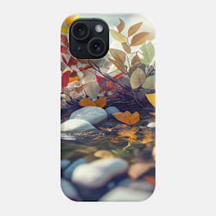 Leaves Pebbles Calm Tranquil Nature Peaceful Season Outdoors Phone Case