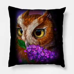 Owl and lilac Pillow