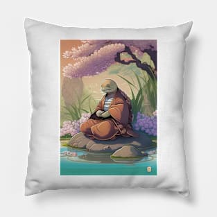 Turtle Meditating Monk Pillow