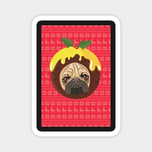 A Christmas Pudding Pug Magnet