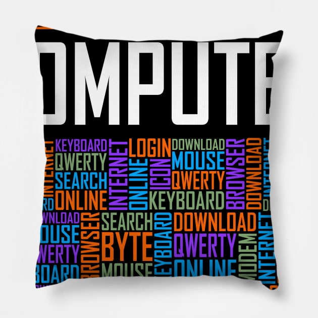 Computer World Pillow by LetsBeginDesigns