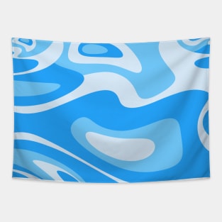 Go With the Flow - 60's Retro Groovy Abstract Shapes In Blue and Aqua Tapestry