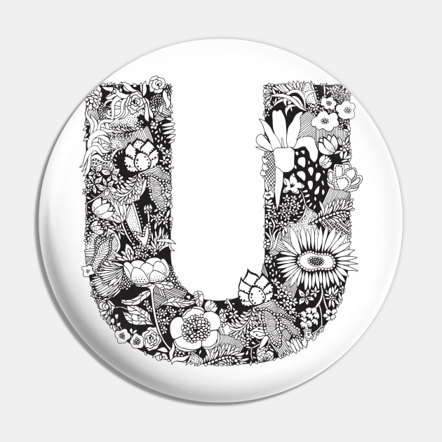 Floral Letter U Pin by HayleyLaurenDesign