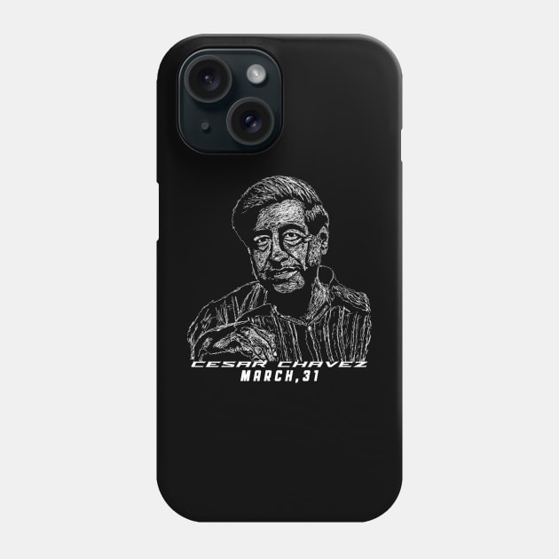 Cesar Chavez day / Civil Rights Leader Cesar Chavez /Scribble art Cesar Chavez Phone Case by Lintang Art