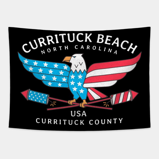 Currituck Beach, NC Summer Patriotic Pride Fourth of July Tapestry by Contentarama