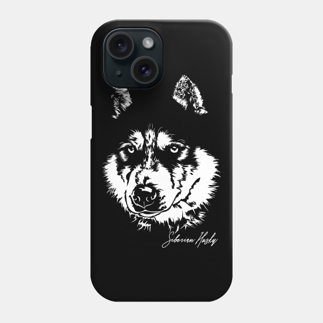 Siberian Husky sled dog portrait Phone Case by wilsigns