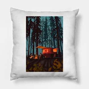 retro twilight camping Pillow