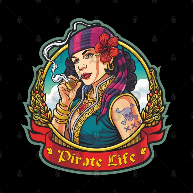 Pirate Life - Girl smoking a pipe by Peter the T-Shirt Dude