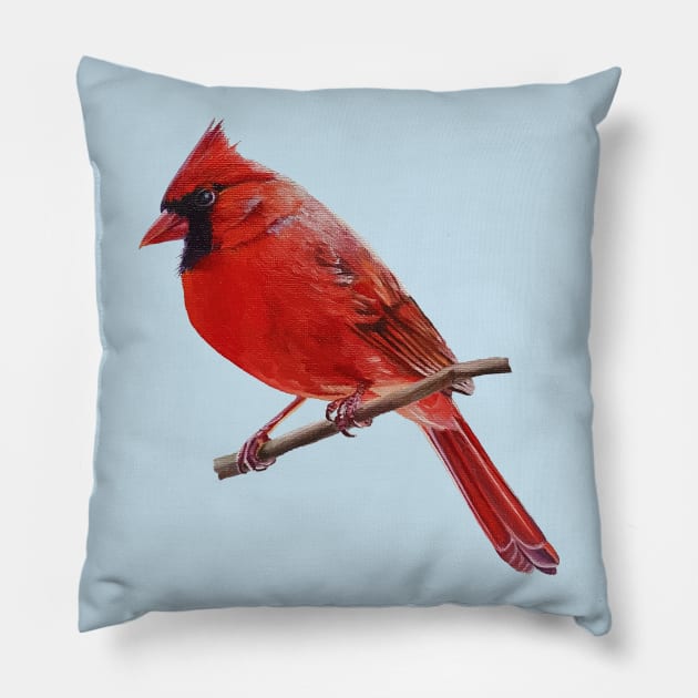 Northern Cardinal with leaves (no background) Pillow by EmilyBickell